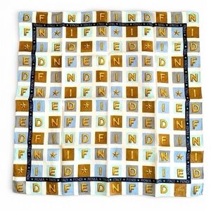 Vintage Fendi Logo Cotton Handkerchief Designer Pocket Square